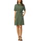 thumbnail image 1 of Vestido Safari de Mujer INSPIRE CHIC de Vuelta al Colegio Verano con Cuello Abotonado de Algodón con Cinturón L Verde Militar, 1 of 6