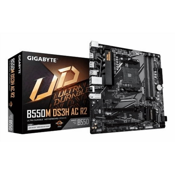 Placa Madre Gigabyte B550M DS3H AC R2 - Socket AMD AM4, Wi-Fi, PCIe 4.0, RGB Fusion, Micro-ATX