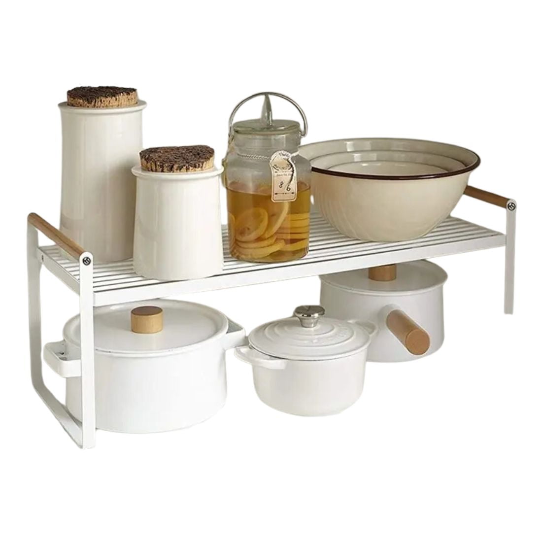 Chic Haus - Repisa Organizador Cocina Acero Madera 54cm Color Blanco