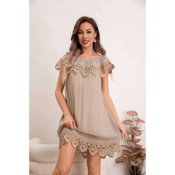 Vestido Mujer Corto Playero Macramé Salida De Baño Verano 349