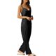 thumbnail image 4 of INSPIRE CHIC Conjunto de Pijama de Satén para Mujer, Top de Tirantes con Cuello de Pico Sedoso y Pantalones Largos para Dormir en Primavera Verano S Negro, 4 of 6