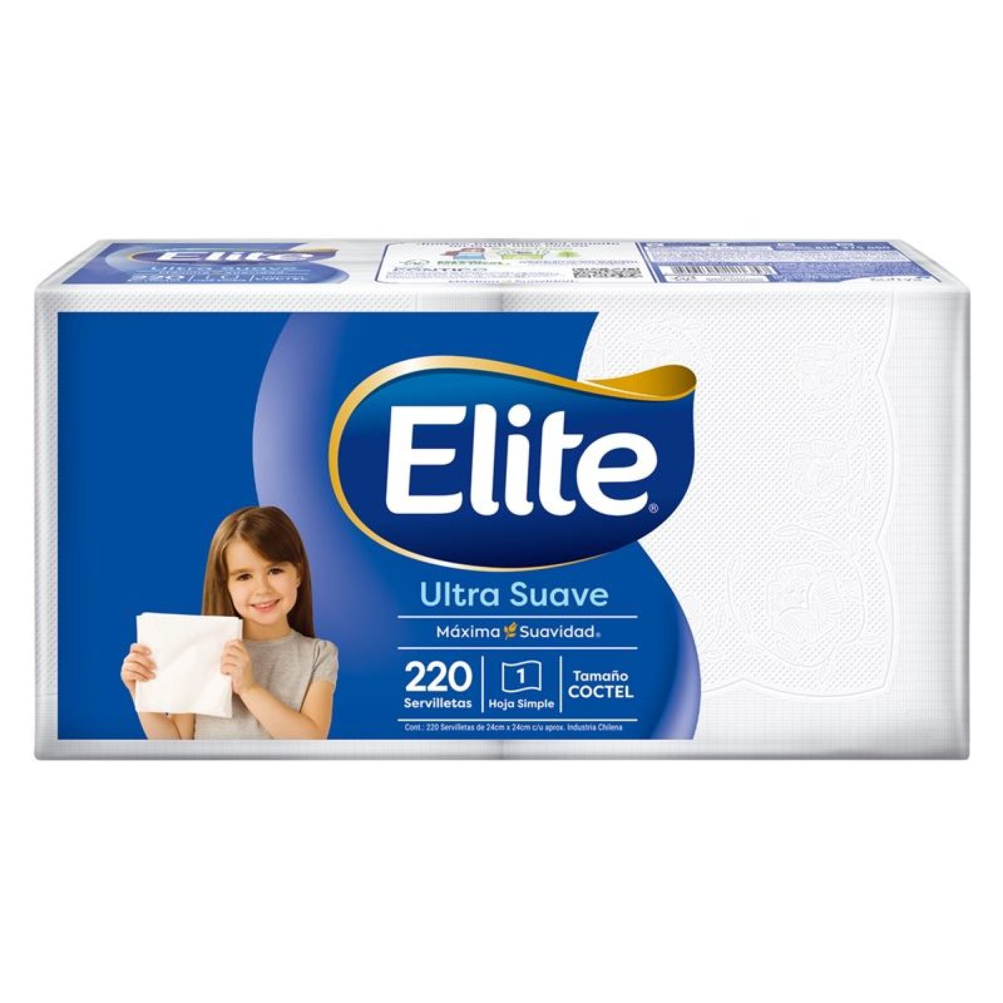 Servilletas Cóctel Ultra Suave Una Hoja 24x24cm 220 Un Elite