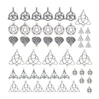 Magideal - 48X Nudo Hueco Charms Conector Diy Colgantes Nudo Chino Plata Envejecida Para La Fabricación De Joyas Hallazgos Colgantes Suministros Pulseras