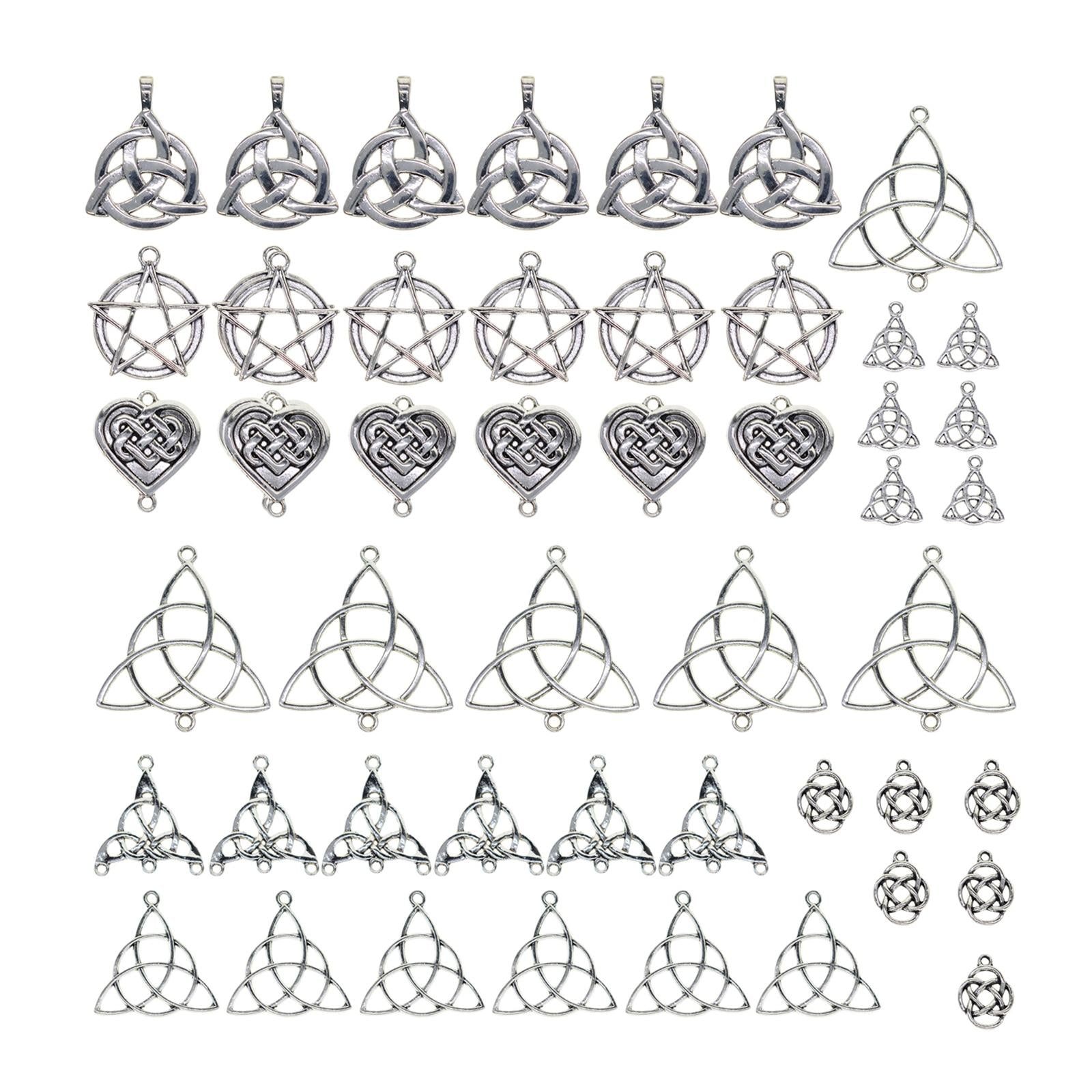 Magideal - 48x Nudo Hueco Charms Conector Diy Colgantes Nudo Chino Plata Envejecida Para La Fabricación De Joyas Hallazgos Colgantes Suministros Pulseras