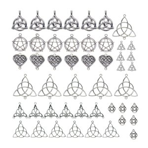 Magideal - 48X Nudo Hueco Charms Conector Diy Colgantes Nudo Chino Plata Envejecida Para La Fabricación De Joyas Hallazgos Colgantes Suministros Pulseras