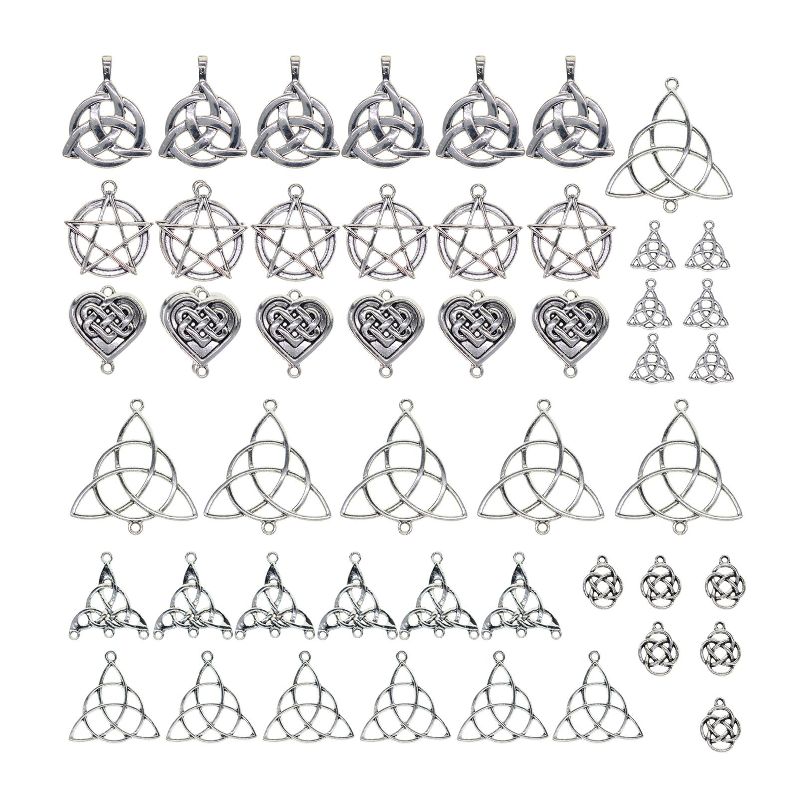 Magideal - 48X Nudo Hueco Charms Conector Diy Colgantes Nudo Chino Plata Envejecida Para La Fabricación De Joyas Hallazgos Colgantes Suministros Pulseras