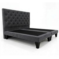 Home V Ele - Cama 2 Plazas Capitone Base Dividida Gris Oscuro En Felpa