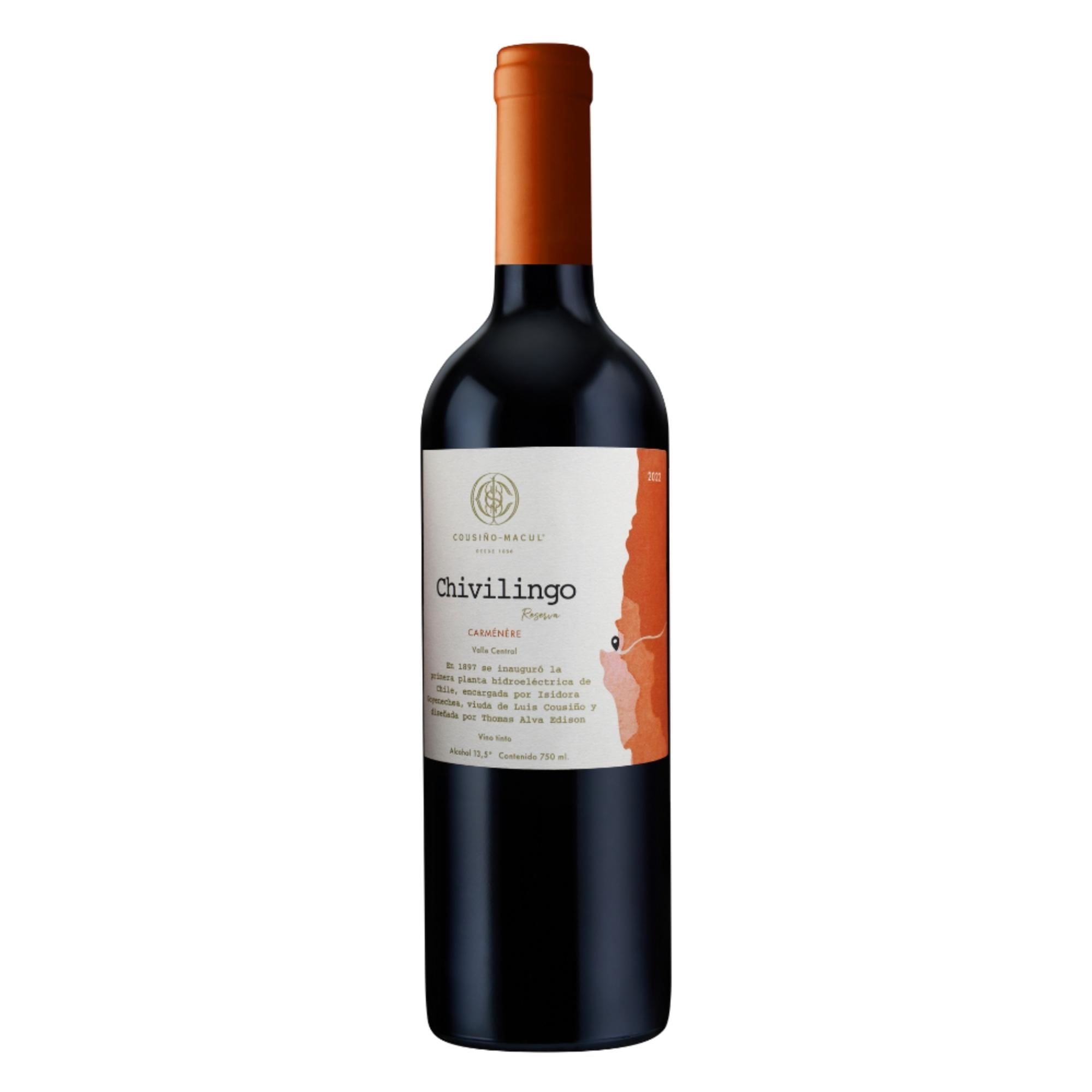 Vino Tinto Carmenere Reserva 13.7° Botella 750 ml Chivilingo
