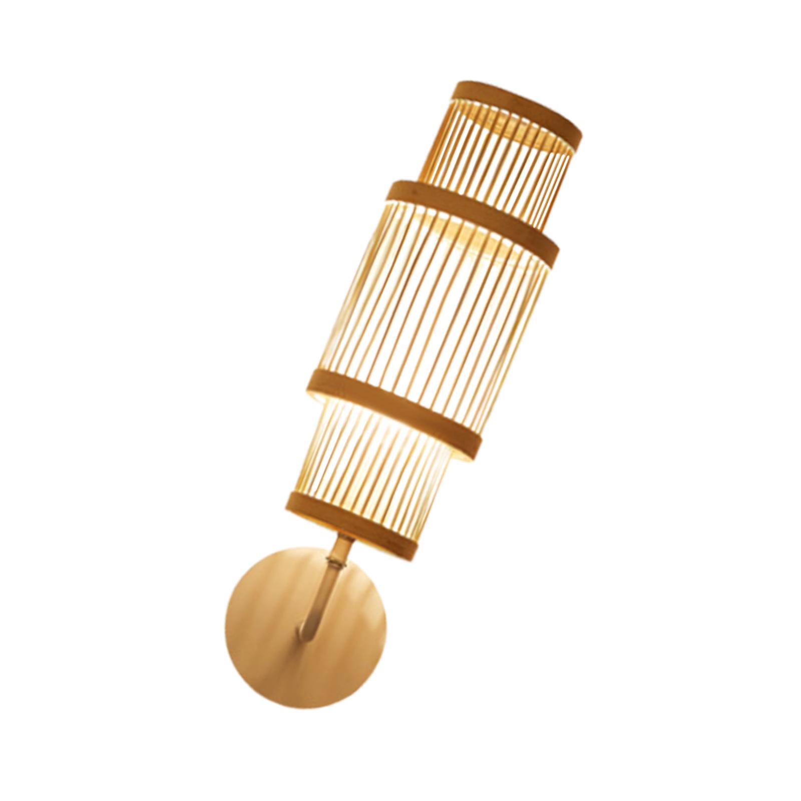 Magideal - Aplique De Pared De Bambú, Lámpara De Montaje En Pared, Iluminación De Pared Boho Interior Vintage, Lámpara De Pared Rústica Para Escaleras, Salón De
