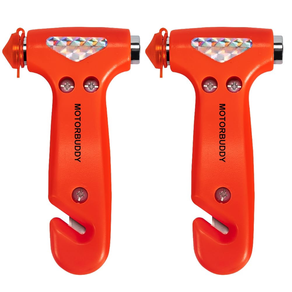 Motorbuddy - Martillo De Seguridad Para Automóviles Rompevidrios Para Ventanas Paquete De 2