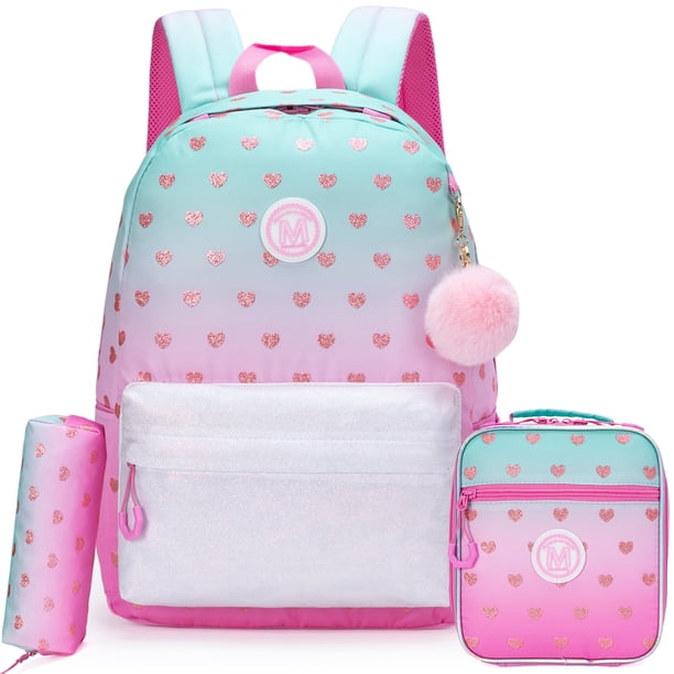 New Cute hot stamping love backpack Laptop bag girls backpack with Lunchbag and Penbag for school travelling picnic