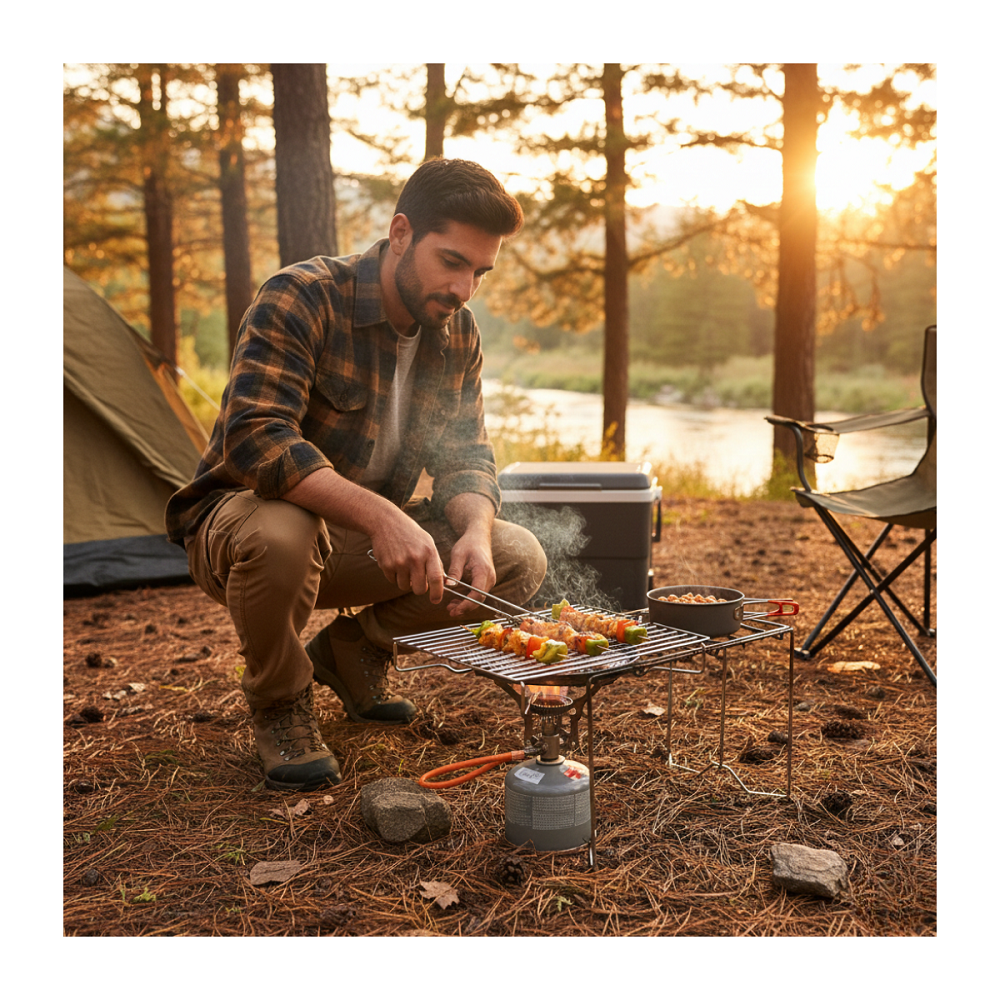 Genérico - Parrilla Para Asado Camping Cocinilla 1 Pieza Inoxidable