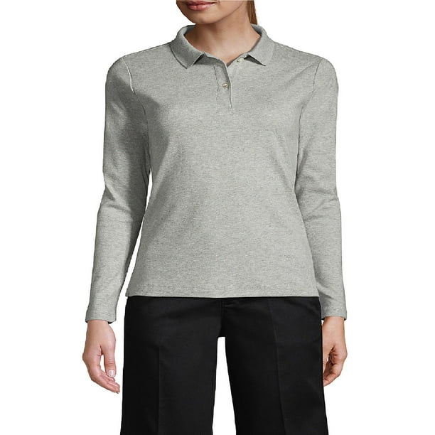 Polera Pique Mujer Manga Larga Gris Protección Uv