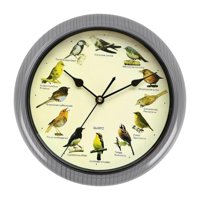 Magideal - Reloj De Pared Con Pájaro Cantor, Decoración De Habitación, Reloj De Melodía Versátil, Funciona Con Pilas, Para Bares, Cafeterías, Regalo De Inaugurac Gris 25Cm
