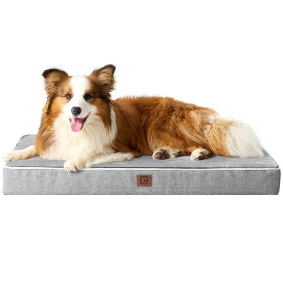 Cama ortopédica de espuma viscoelástica para perros EHEYCIGA, impermeable, gris, XL