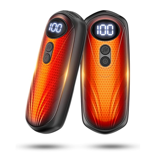 Calentadores de manos Funaudio recargables, paquete de 2 unidades, 6000 mAh, LED de 5 niveles