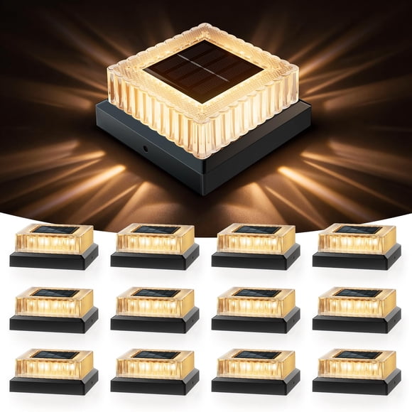 Luces para tapa de poste APONUO, paquete de 12, impermeables IP65, color negro