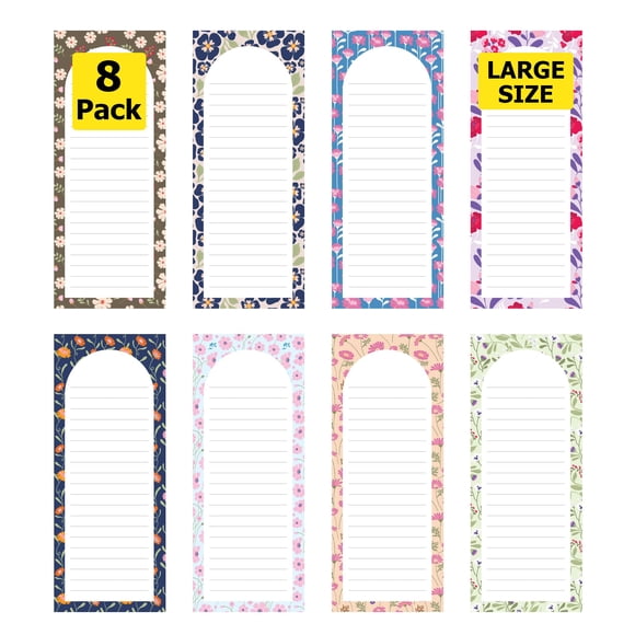 Bloc de notas Modern Shop pack de 8 con diseño floral 23 × 9 cm, 60 hojas