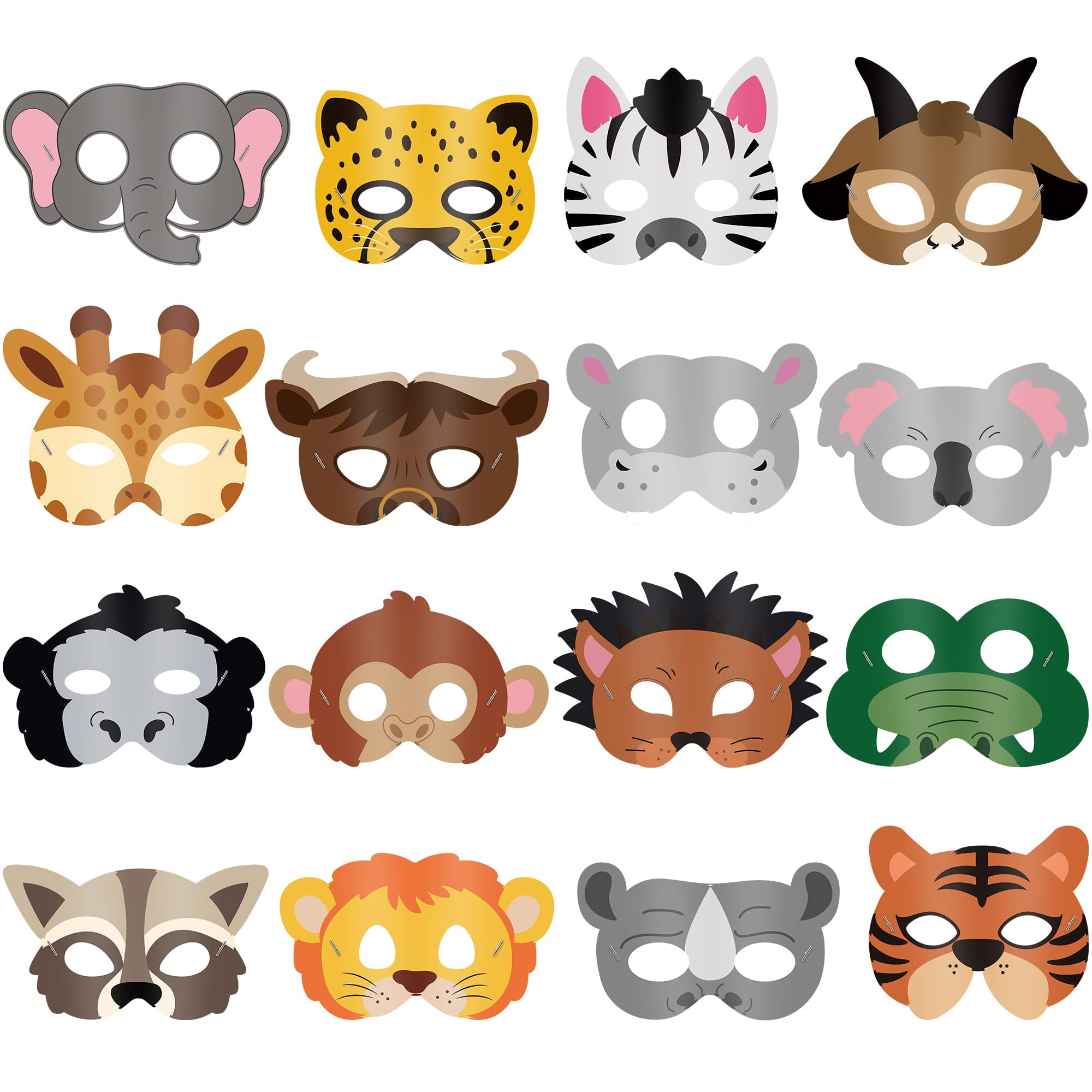 Blulu - Máscaras De Animales Party Favors Bulu Jungle Safari Kids (16 Unidades)
