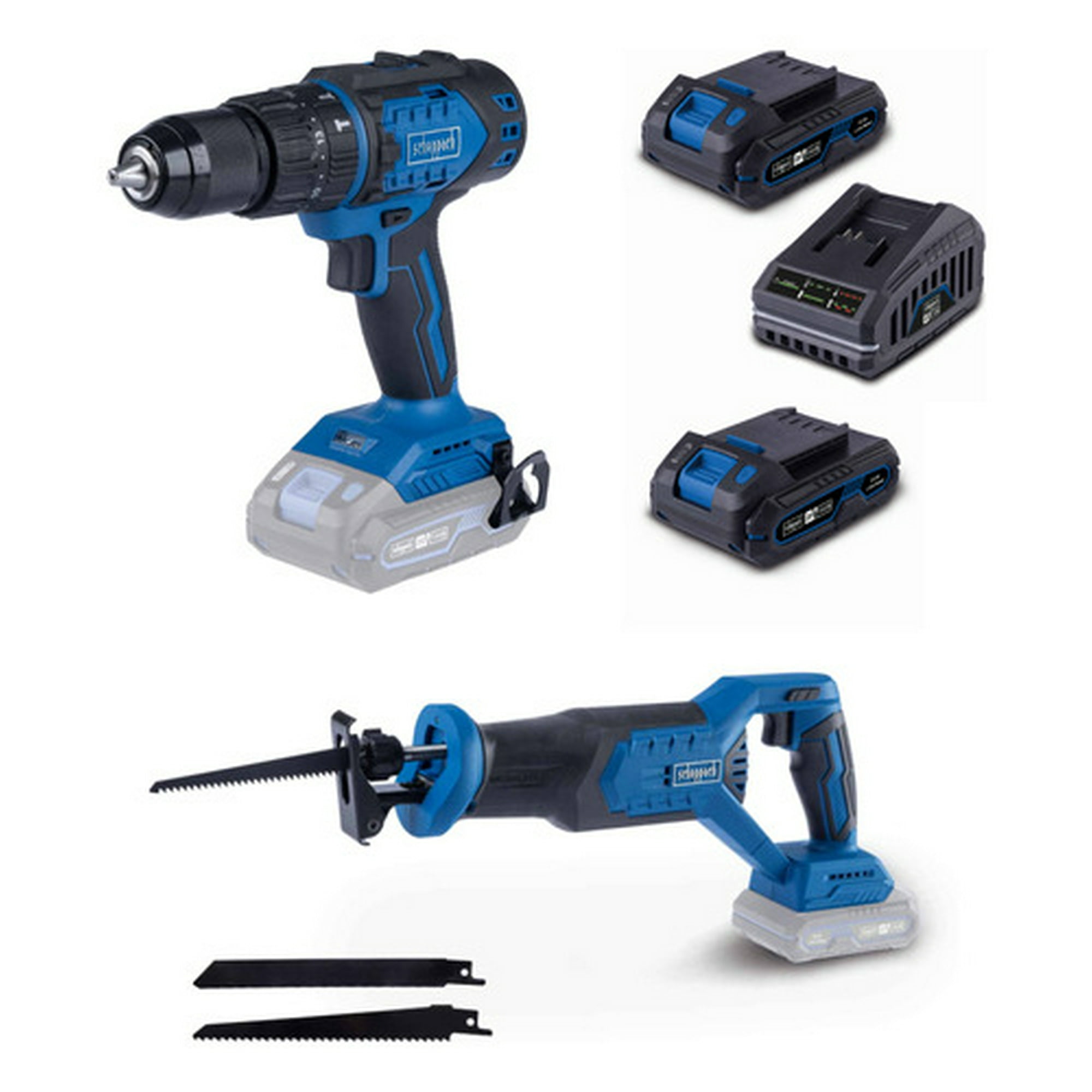 Pack Pro Taladro Percutor Y Sierra Sable 20v 2x2ah - Scheppach