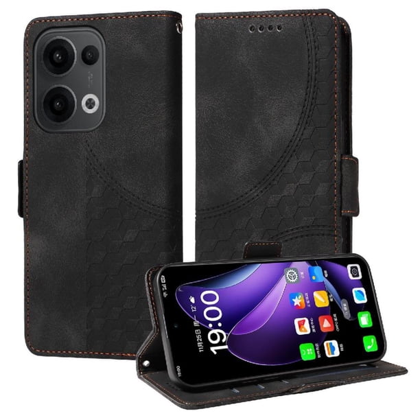 Carcasa FOXDOCK OPPO Reno 14 5G de cuero PU, diseño acolchado clásico, protección contra caídas y rayones