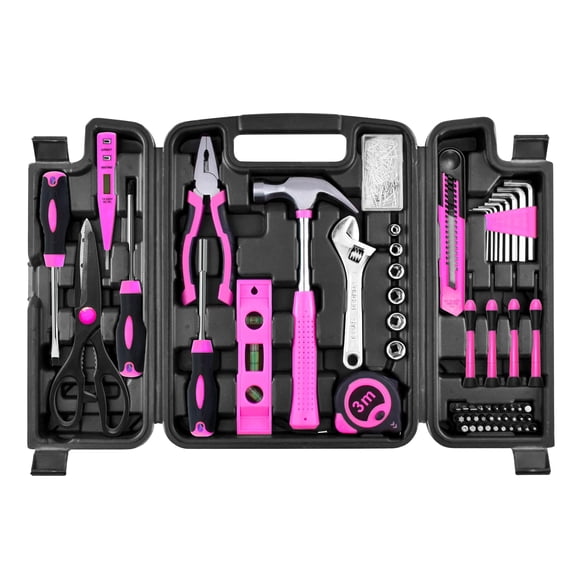 Juego De Herramientas 206 Piezas Rosa Para Mujer Bricolaje