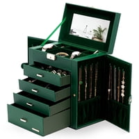 Homde - Joyero Home Enorme De Piel Sintética Con Espejo Y Cierre