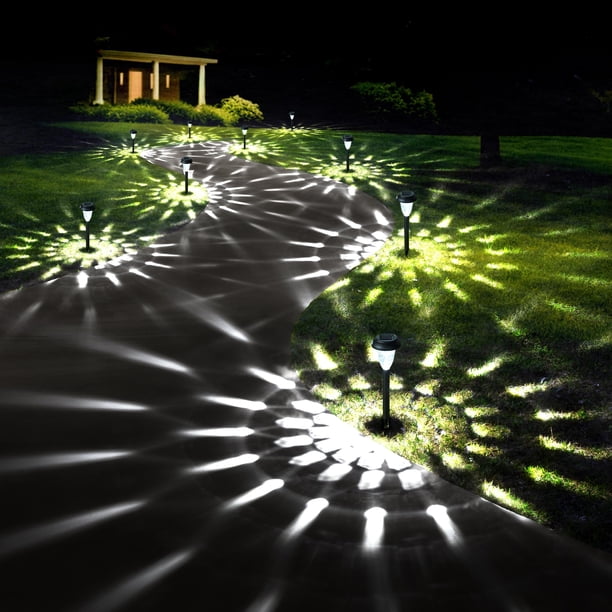 Luces solares para senderos GIGALUMI, paquete de 12, impermeables, blanco frío