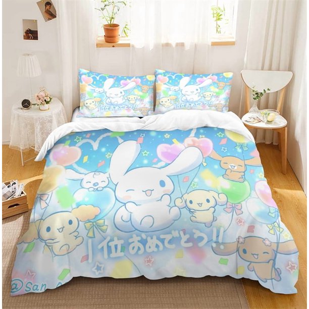 v2650 Bed Sheets Cinnamoroll Cartton Bedding Sets Soft Comforter Cover Bed Cover Duvet Cover Pillow Case - Pieces Sets Cute Home Decor 3-Piece Bedding Set (1 Duvet Cover + 2 Pillow Shams) Bed Sheets j