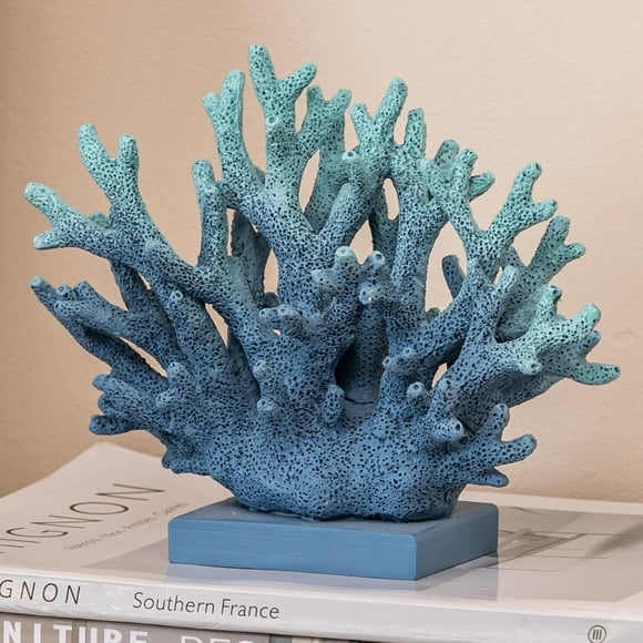 Estatua de coral Elegondrar 5.8 H de resina para decoración de coral azul para el hogar