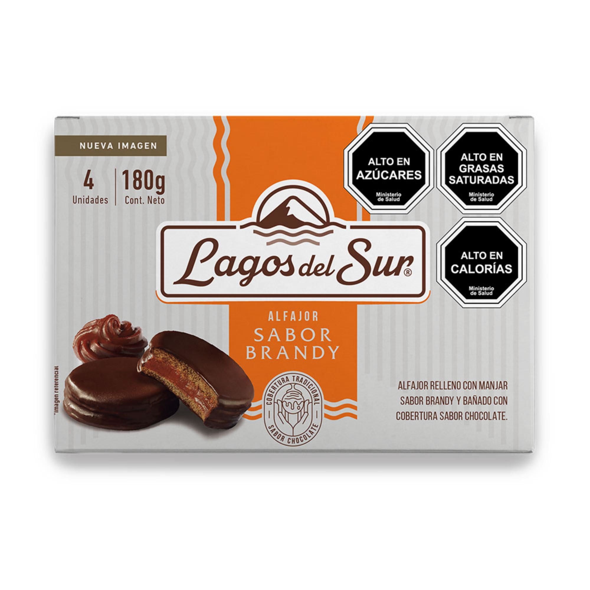 Alfajor Brandy 4un 180 g Lagos del Sur