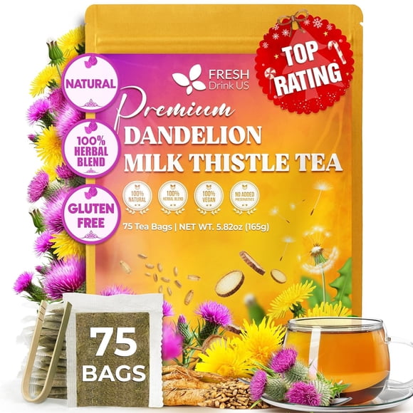Té de hierbas FreshDrinkUS Diente de león y cardo mariano 75 bolsitas
