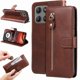 thumbnail image 2 of Funda tipo cartera para Motorola Moto G15 Power con bolsillo con cremallera y ranuras para tarjetas – Función de soporte Marrón, 2 of 5