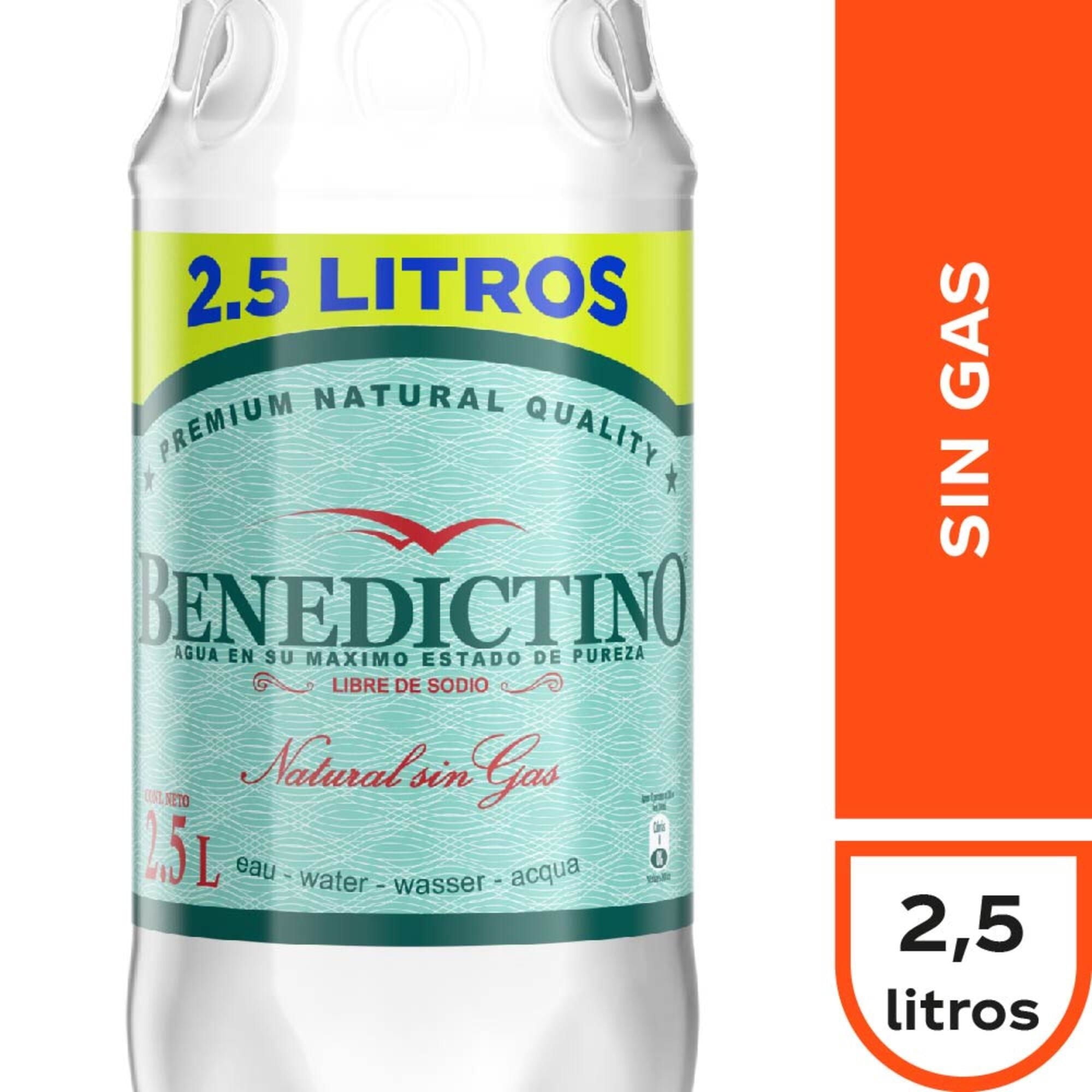 Agua Purificada Sin Gas Botella 2,5 L Bendictino