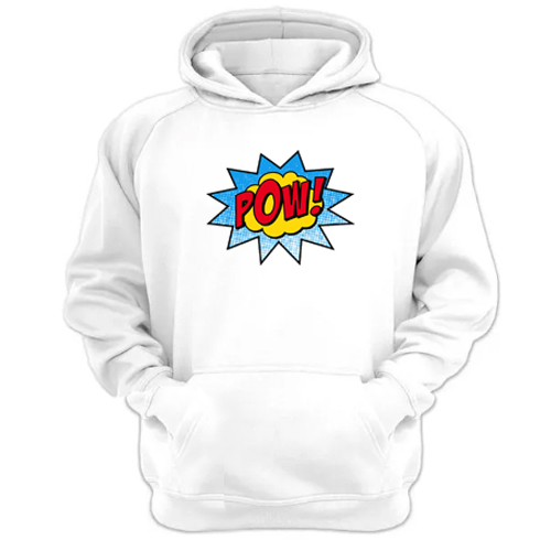 Genérico - Polerón Canguro Logo Pow Blanco Talla S Unisex