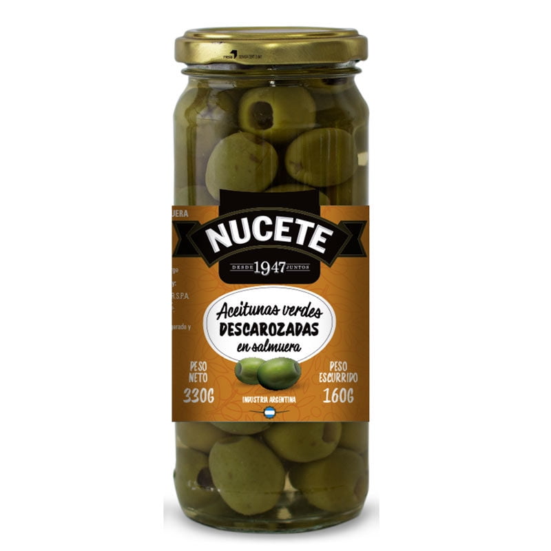 Aceitunas Verdes Descarozadas En Salmuera Frasco 330 g Nucete