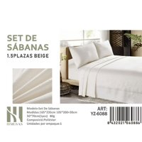 Tecnocasa - Set De Sabanas 1.5 Plazas De 150 Hilos 1 Funda De Almohada Color Beige