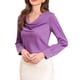 thumbnail image 4 of INSPIRE CHIC Camisa de trabajo casual para mujer con cuello drapeado, blusas de oficina de otoño a la moda, L Púrpura, 4 of 6