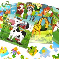 Genérico - Set 12 Rompecabezas Madera Animal Desarrollo Niños Lau