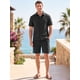 thumbnail image 2 of INSPIRE CHIC Conjunto de 2 Piezas para Hombre Camisa con Botones y Textura Jacquard y Pantalones Cortos con Cordón S Negro, 2 of 5
