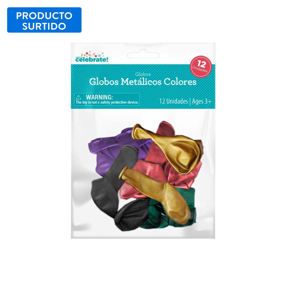 Set 12 Globos Metalizados, Color Surtido, 1 Un Way To Celebrate