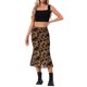 thumbnail image 2 of INSPIRE CHIC Falda Floral para Mujer con Cintura Alta Elástica de Malla Cola de Pescado Otoño Invierno Elegante Falda Midi M Marrón, 2 of 6