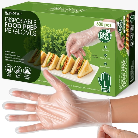 Guantes desechables de plástico Keppi HD PROTECT, paquete de 600