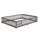 thumbnail image 3 of full Size Floor Bed with Door,Solid Wood Platform Bed Frame with Fence,Suitable for children,Pine Wood,Gray, 3 of 3