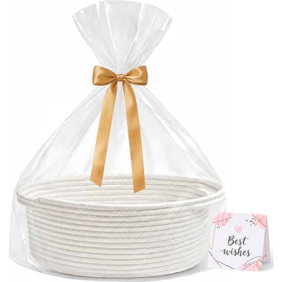 Gift Basket Empty, Small Baby Shower Basket for Gifts, White