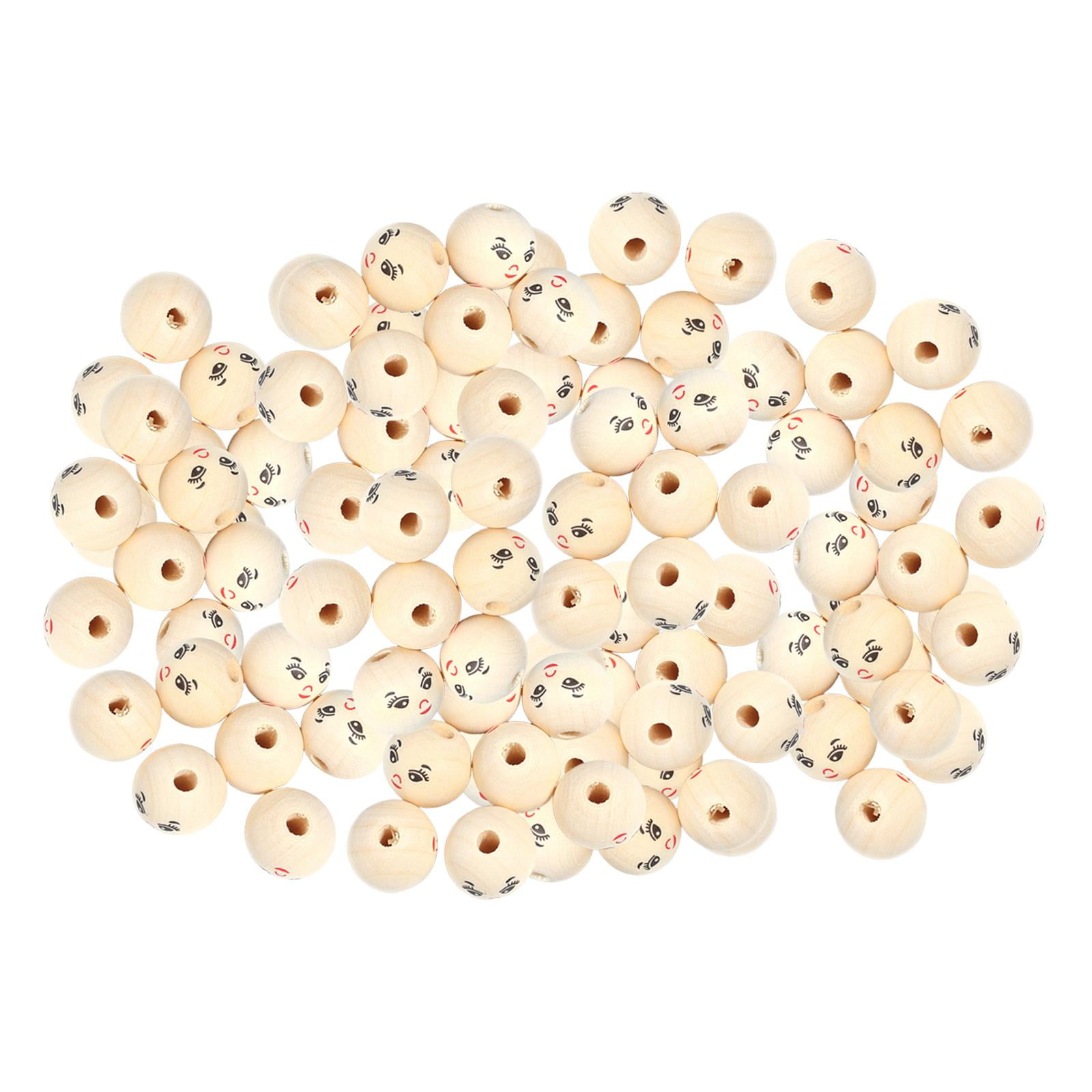 Bothyi - 100 Cuentas De Madera Con Forma De Cabeza De Muñeca Sonriente Con Caras Para Manualidades De Niños, Estilo B