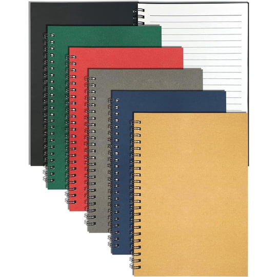 Ginmlyda - Pack De 6 Cuadernos Espirales A5 Pequeños, 120 Páginas
