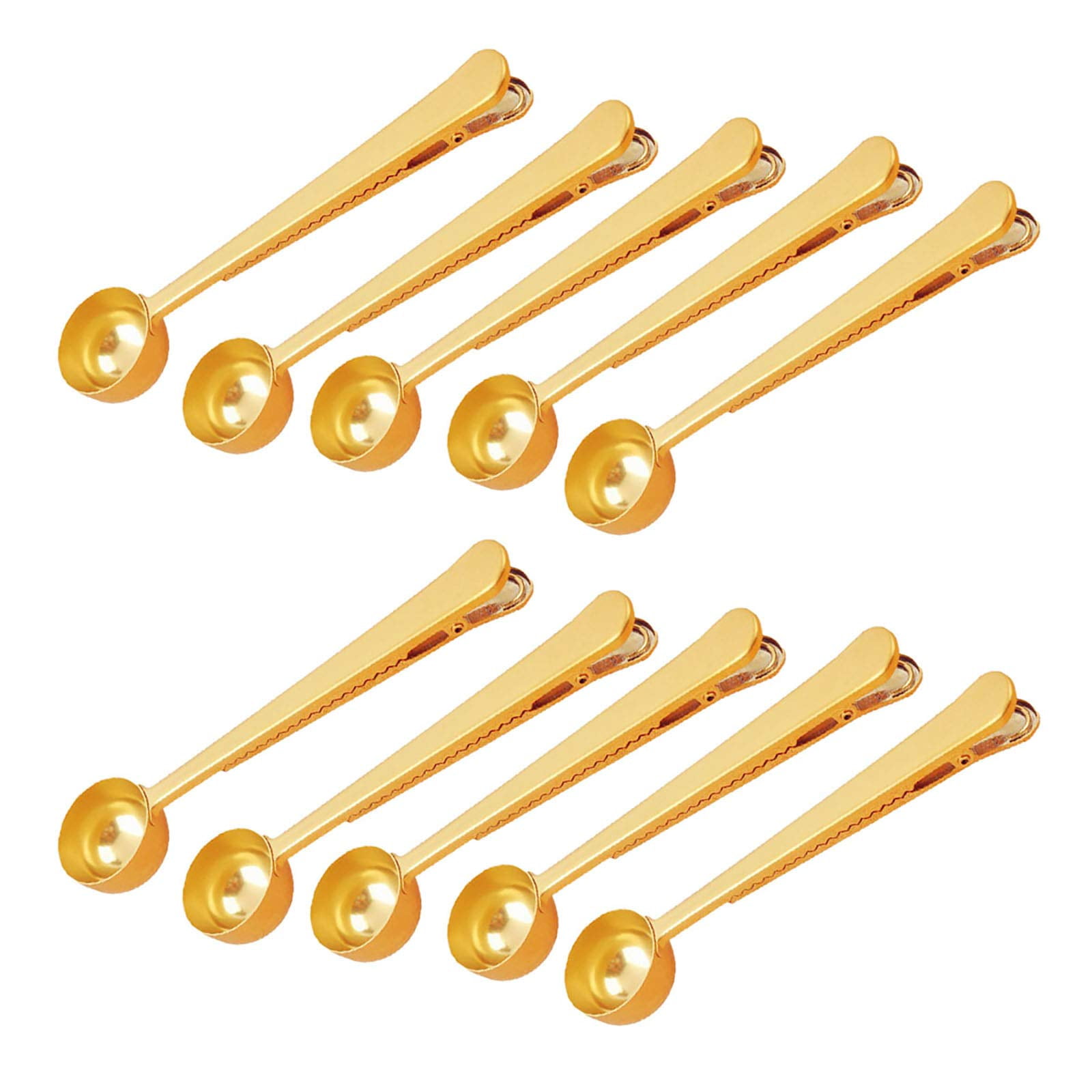 Xusx111 - Cuchilla De 10 Pcs Con Clip, Cuchilla De Café De Acero Inoxidable 2 En 1 Y Clip De Bolsa Para Medir Café, Té, Polvo De Proteína, Bebidas Instantáneas