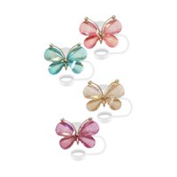 Magideal - 4X Tapas De Cubierta De Tubería Tapas De Tubería Para Beber Para Tubería De 10 Mm Para Mujeres Y Niñas Cubiertas De Tubería De Mariposa Acrílica Color Estilo C