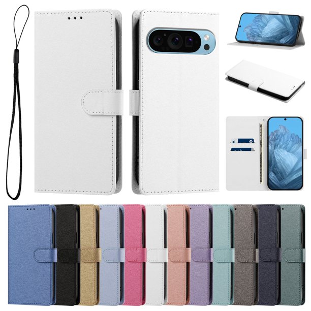 Cartera para Google Pixel 9/9 Pro 5G con Soporte y Correa, Blanco